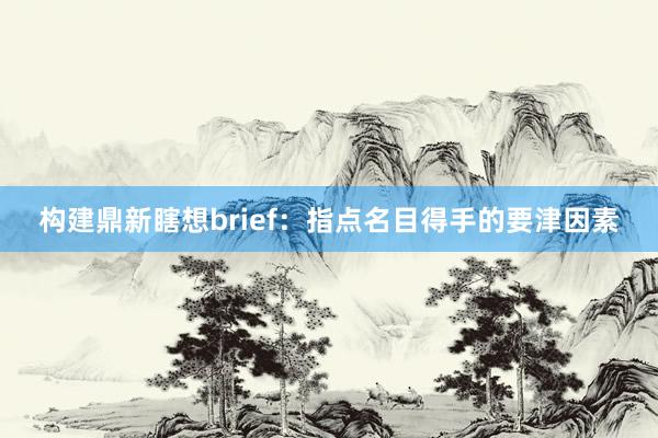 构建鼎新瞎想brief：指点名目得手的要津因素