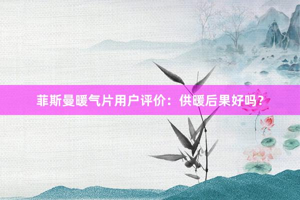 菲斯曼暖气片用户评价：供暖后果好吗？